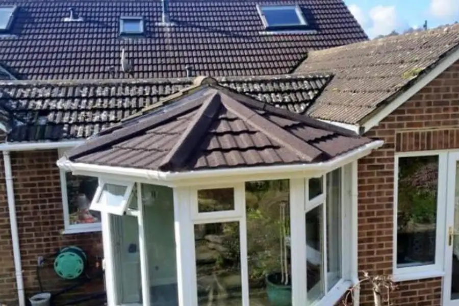 Conservatory with a new solid tiled roof